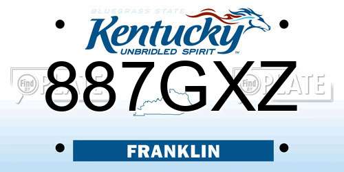 887GXZ Kentucky License Plate