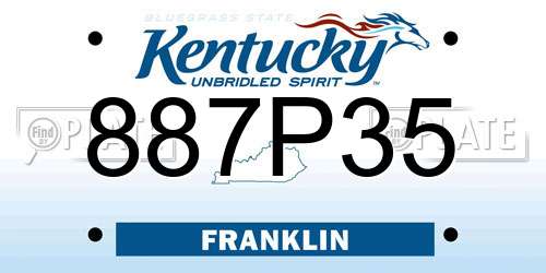 887P35 Kentucky License Plate