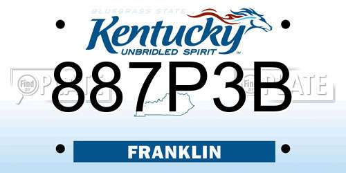 887P3B Kentucky License Plate