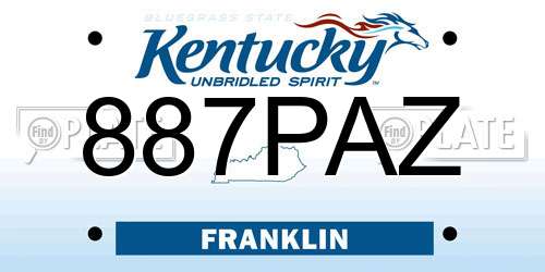 887PAZ Kentucky License Plate