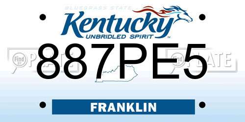887PE5 Kentucky License Plate