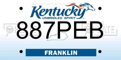 887PEB Kentucky License Plate