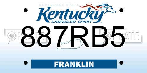 887RB5 Kentucky License Plate