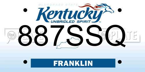 887SSQ Kentucky License Plate