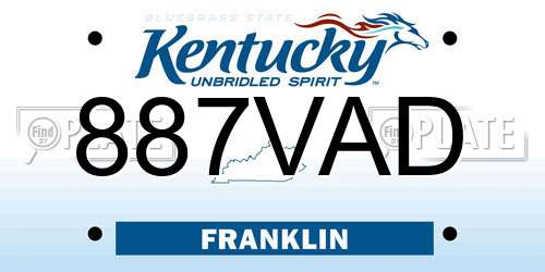 887VAD Kentucky License Plate