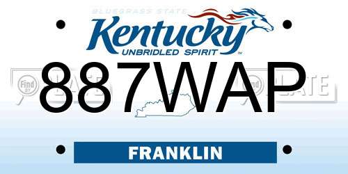 887WAP Kentucky License Plate