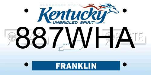 887WHA Kentucky License Plate