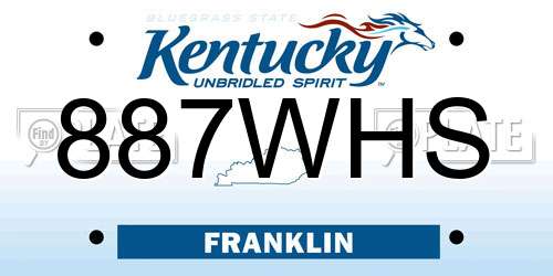 887WHS Kentucky License Plate