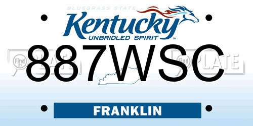 887WSC Kentucky License Plate