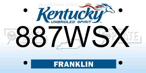 887WSX Kentucky License Plate