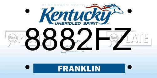 8882FZ Kentucky License Plate