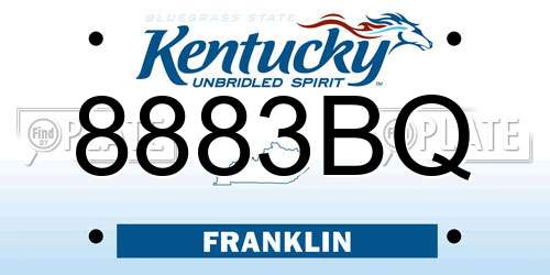 8883BQ Kentucky License Plate