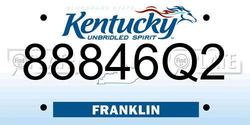 88846Q2 Kentucky License Plate