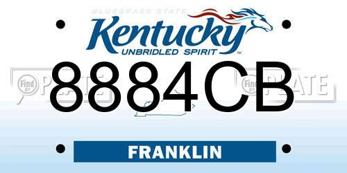 8884CB Kentucky License Plate