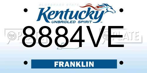 8884VE Kentucky License Plate