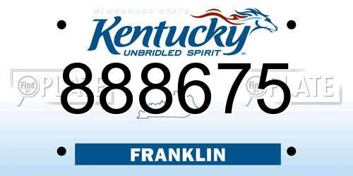 888675 Kentucky License Plate