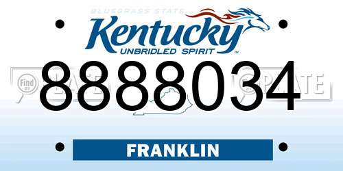 8888034 Kentucky License Plate