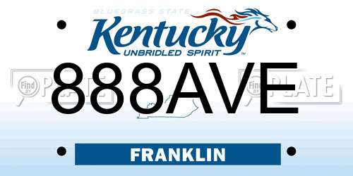 888AVE Kentucky License Plate