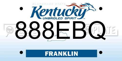 888EBQ Kentucky License Plate