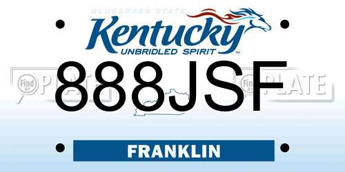 888JSF Kentucky License Plate