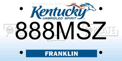888MSZ Kentucky License Plate