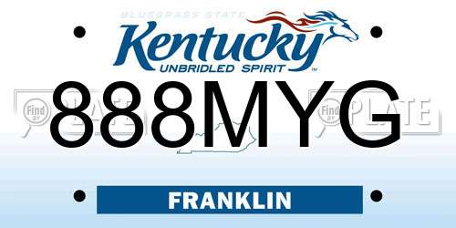 888MYG Kentucky License Plate