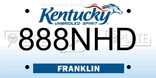 888NHD Kentucky License Plate