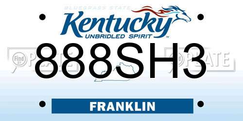888SH3 Kentucky License Plate