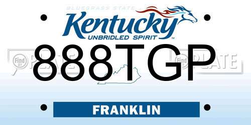 888TGP Kentucky License Plate
