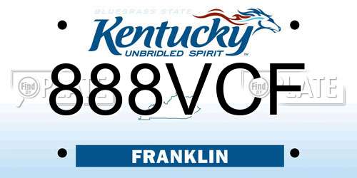 888VCF Kentucky License Plate