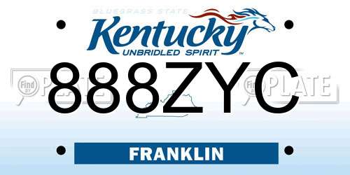 888ZYC Kentucky License Plate