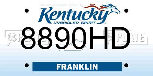8890HD Kentucky License Plate