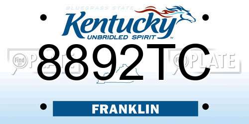8892TC Kentucky License Plate