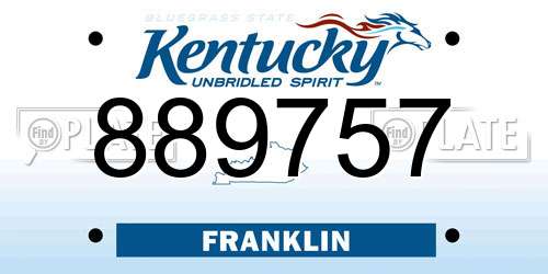 889757 Kentucky License Plate
