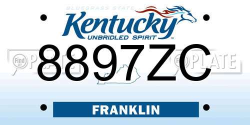 8897ZC Kentucky License Plate
