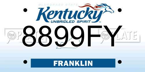 8899FY Kentucky License Plate