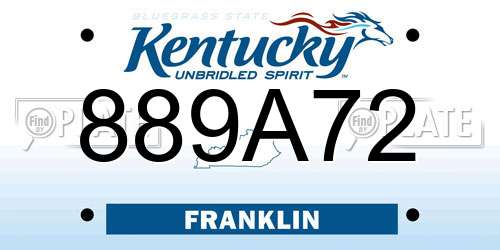889A72 Kentucky License Plate