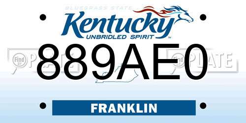 889AE0 Kentucky License Plate