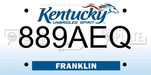 889AEQ Kentucky License Plate