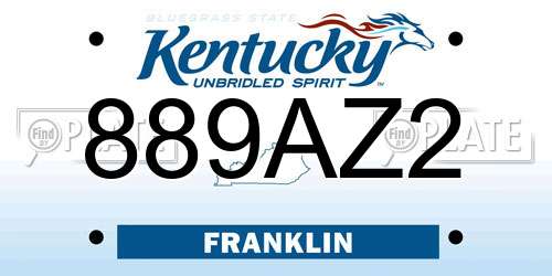 889AZ2 Kentucky License Plate