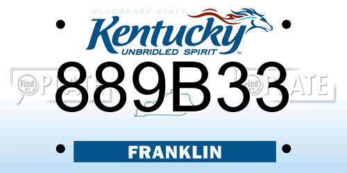 889B33 Kentucky License Plate