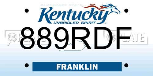 889RDF Kentucky License Plate