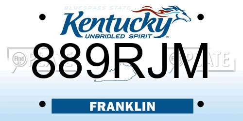 889RJM Kentucky License Plate