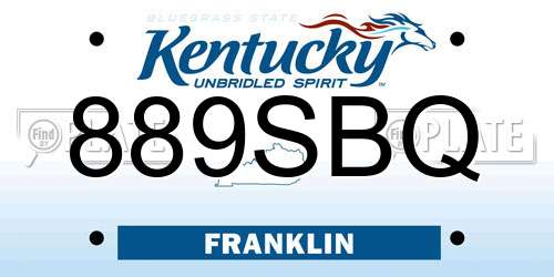 889SBQ Kentucky License Plate