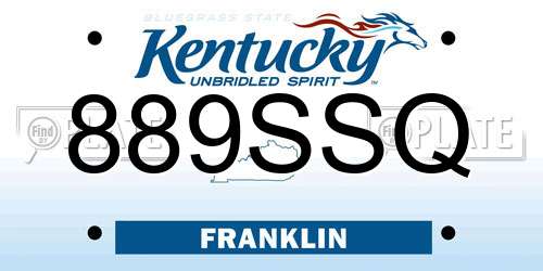 889SSQ Kentucky License Plate