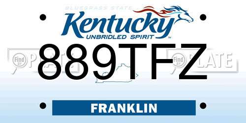 889TFZ Kentucky License Plate