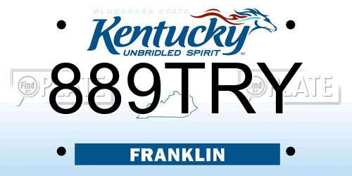 889TRY Kentucky License Plate