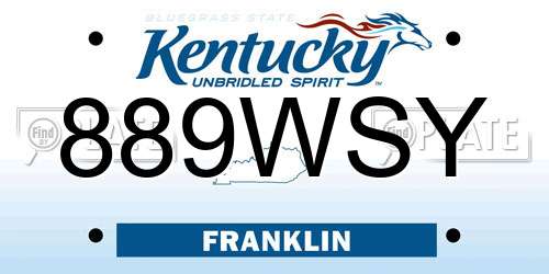 889WSY Kentucky License Plate