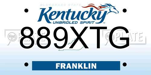 889XTG Kentucky License Plate