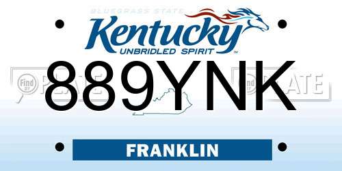889YNK Kentucky License Plate